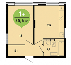 1-комнатная квартира 35,6 м2 ЖК «Первый ключ»