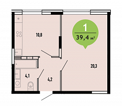 1-комнатная квартира 39,40 м2 ЖК «Первый ключ»