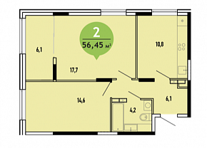 2-комнатная квартира 56,45 м2 ЖК «Первый ключ»