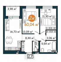 2-комнатная квартира 60,04 м2 ЖК «DOC»