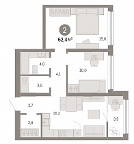 2-комнатная квартира 62.4 м2 ЖК «Зарека»